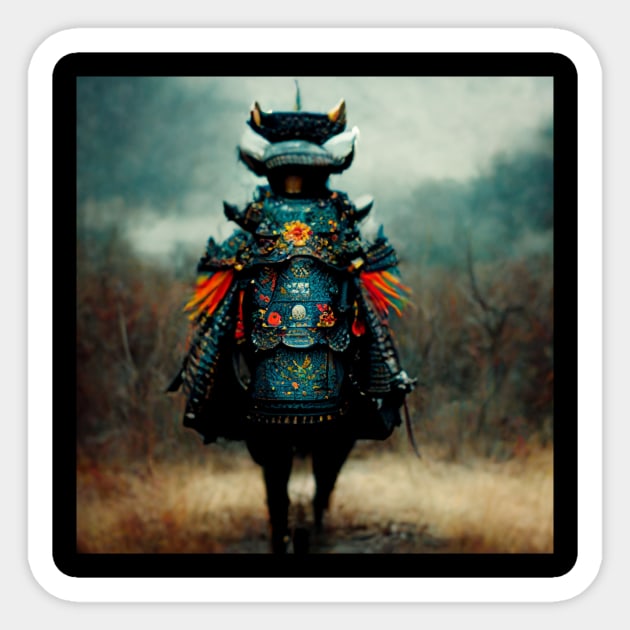 Samuroid - Cyberpunk Samurai Sticker by ArkMinted